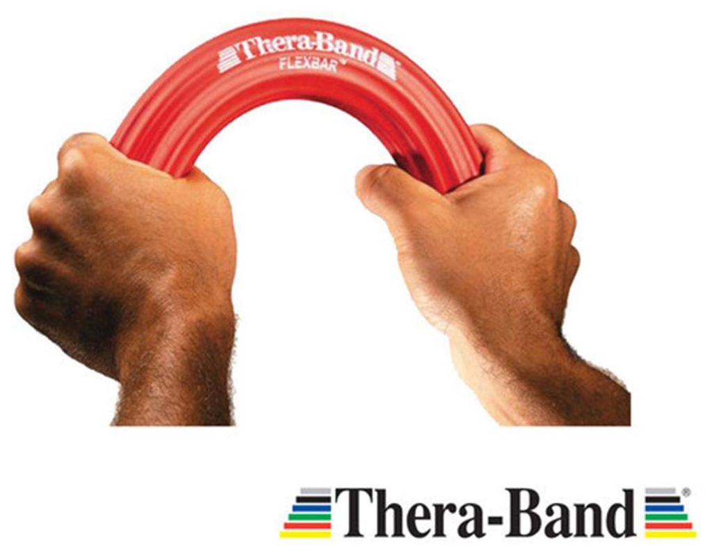 THERA-BAND Flexbar Handtrainer Flexibler Übungsstab rot - leicht, 30cm Theraband