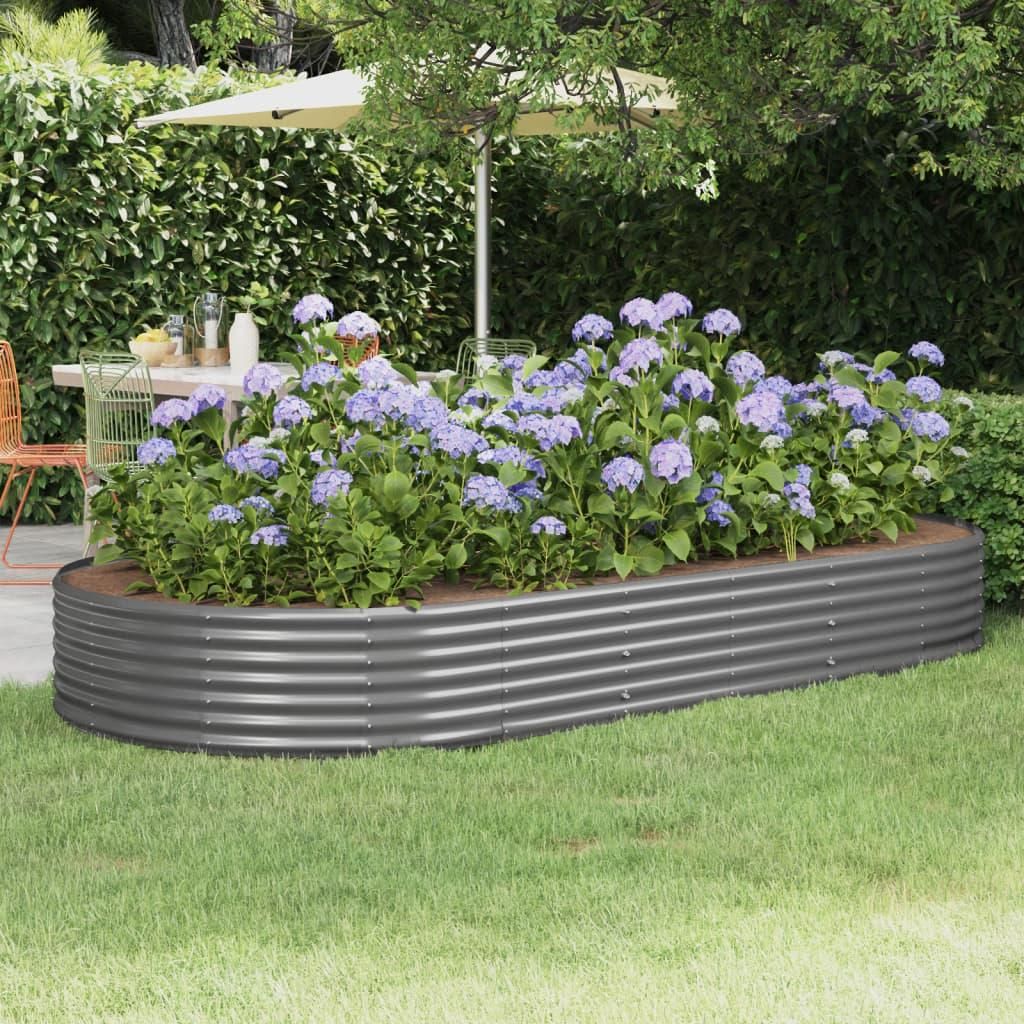 vidaXL Hochbeet Verzinkter Stahl 296x140x36 cm Grau
