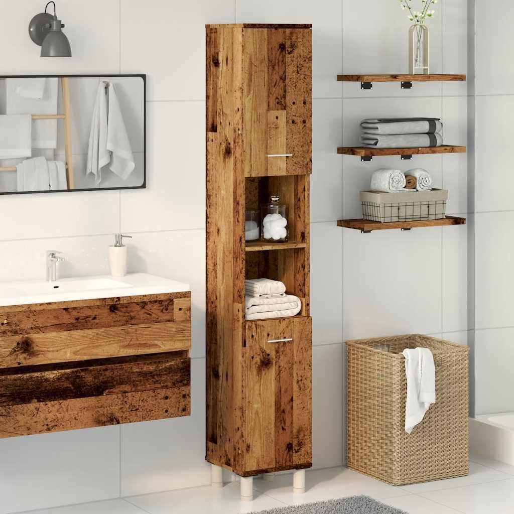 vidaXL Badschrank Altholz-Optik 30x30x179 cm Holzwerkstoff