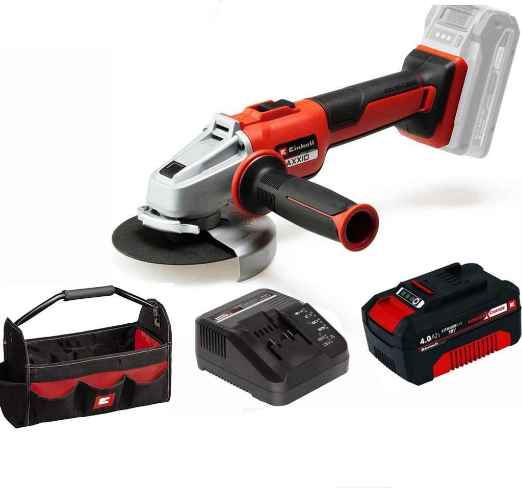 Einhell Professional Akku-Winkelschleifer AXXIO 18/125 Q Li-18V Akku 4 Ah, Ladegerät, Bag