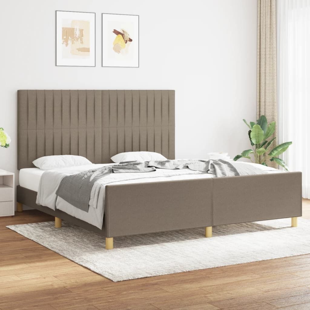 The Living Store Bettgestell mit Kopfteil Taupe 180x200 cm Stoff