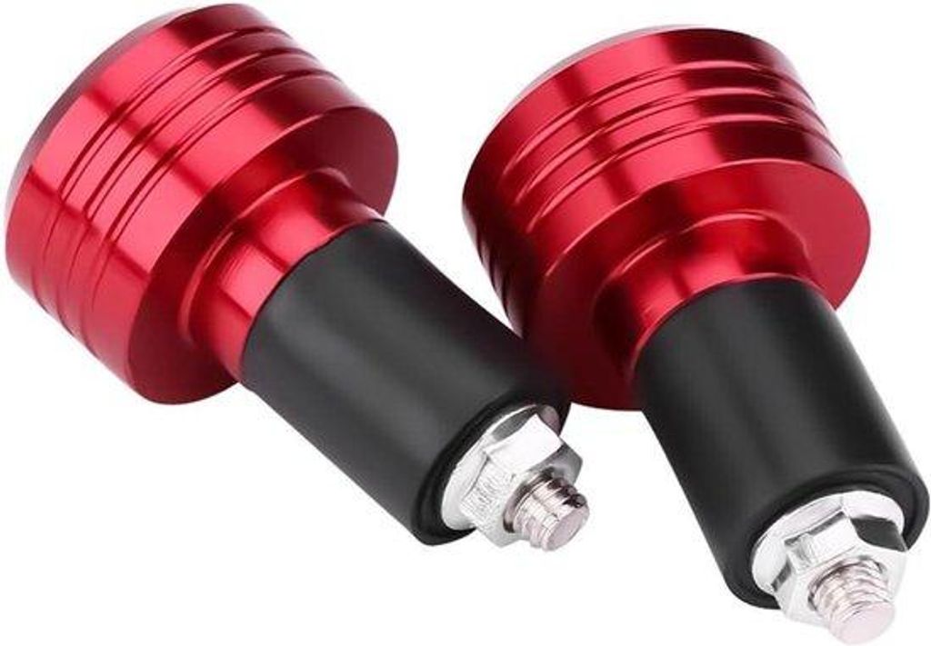 Universal Rote Anodisierte Aluminium Motorrad Lenker Enden 22mm - Grip Gewicht Balance - Lenker Enden mit 6mm Draht - Geeignet für 7/8" Lenker - Rot.