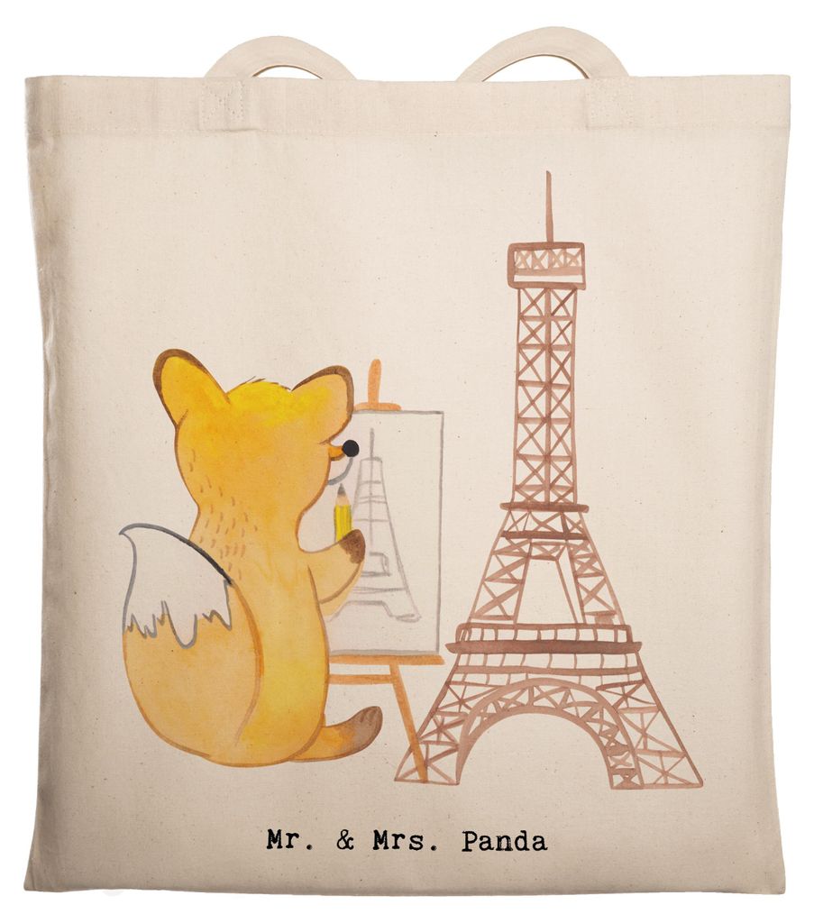 Mr. & Mrs. Panda Tragetasche Fuchs Urban sketching - Transparent - Geschenk, Tasche, Künstler, Jutebeutel, Zeichenschule, Tote Bag, Uni, Malen, Be...