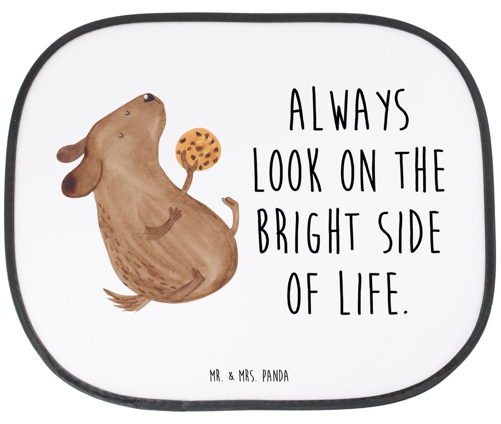 Mr. & Mrs. Panda Auto Sonnenschutz Hund Keks - Weiß - Geschenk, Leckerli, Hundekekse, Sonnenblende, Optimistisch, autofenster, Hundeliebe, Sprüch...