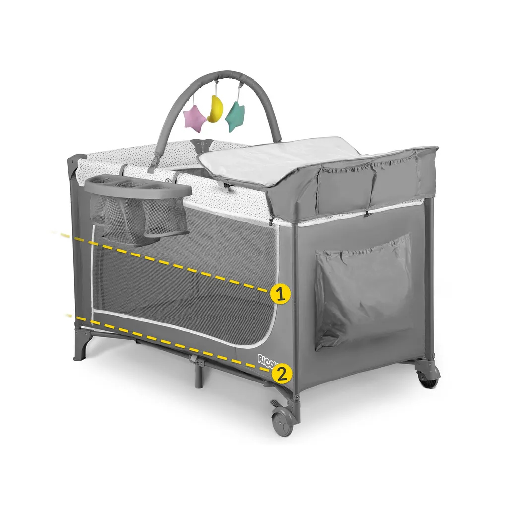 Lit de voyage 125x65x78cm RK-241 gris idéal pour les vacances en famille