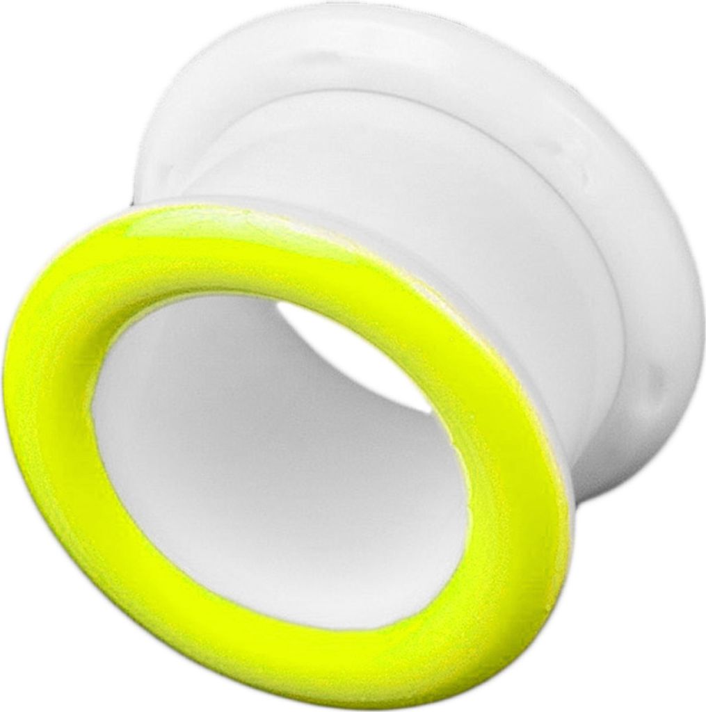 viva-adorno 1 Stück 4mm Flesh Tunnel Acryl Ohrpiercing Weiß zum Schrauben farbiger Ring zweifarbig Größe 3 - 14mm Z428ws, gelb
