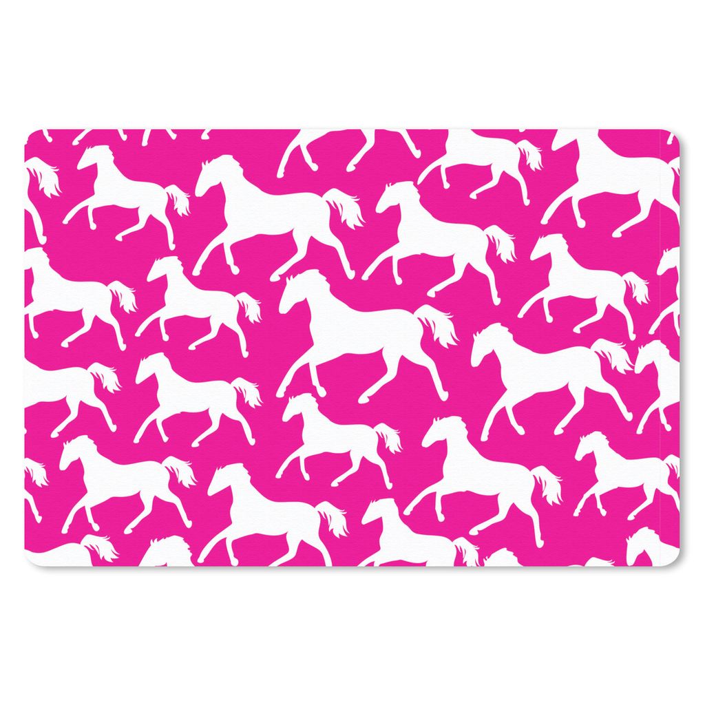 MuchoWow Schreibtischunterlage Pferde - Weiß - Tiere - Mädchen - Kinder - Mädchen 60x40 cm - XXL Mauspad - Großes Mauspad