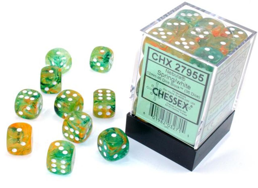 Chessex Nebula Spring/white Luminary D6 12mm Würfelset (36 Stück)