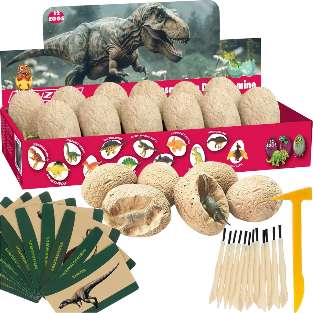 Set di scavo di uova di dinosauro per bambini con 12 figure di dinosauri Giocattolo archeologico 24982