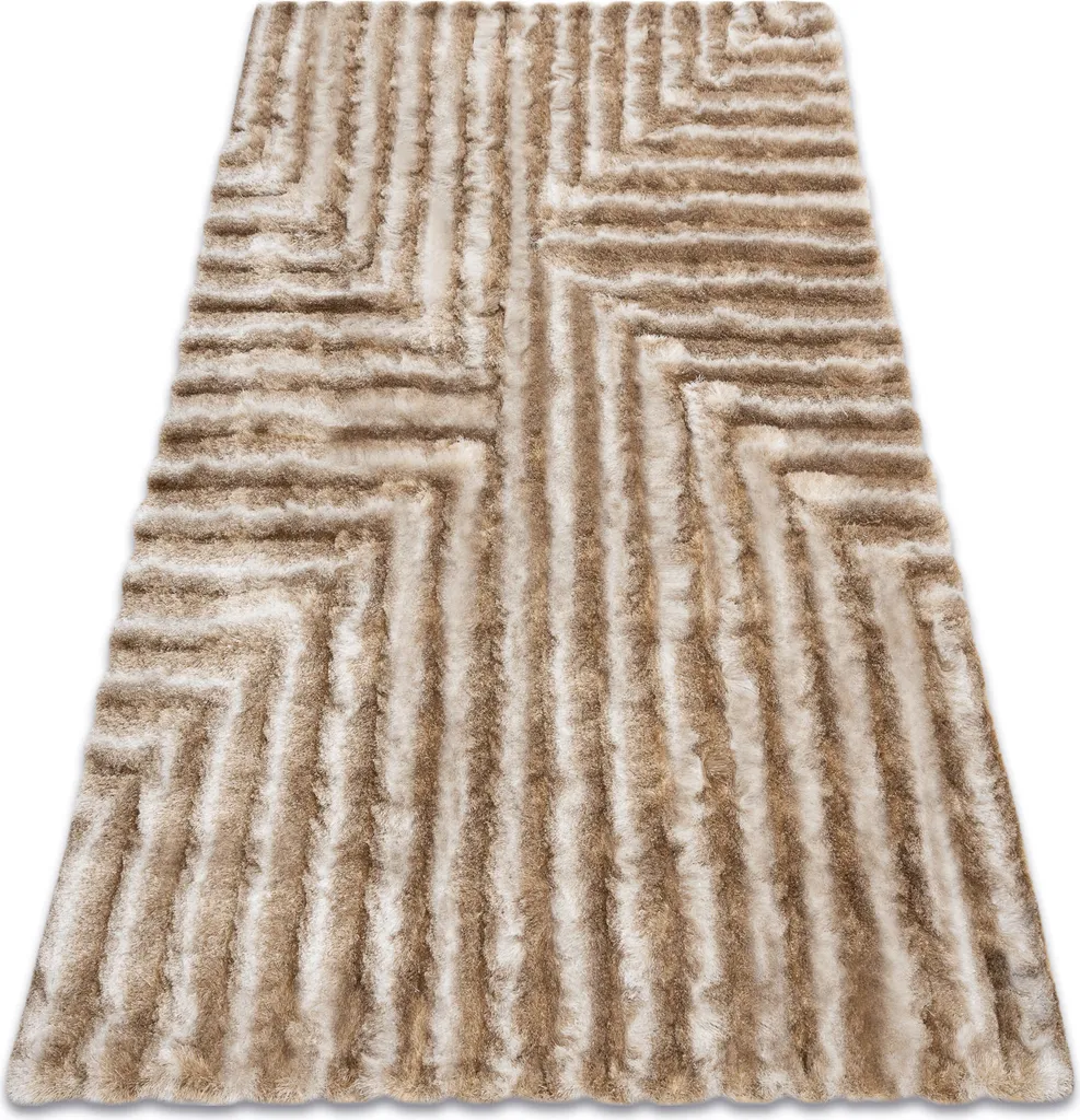 Tapis shaggy FLIM 010-B1 beige maze structurel 120x160 cm pour salon