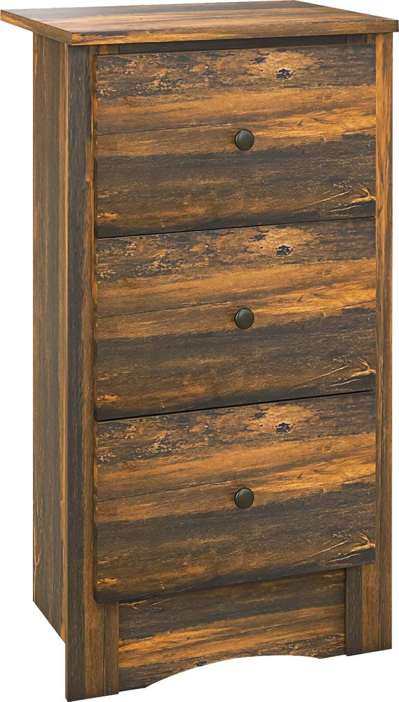 HOMCOM Nachttisch im rustikalen Stil mit 3 Schubladen, Nachttisch aus Holz für das Schlafzimmer, 40 x 30 x 74 cm, braun