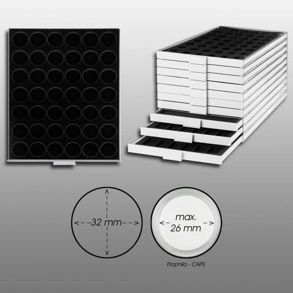 Prophila Collection Münzbox grau 42 runde Fächer für Produktbild 