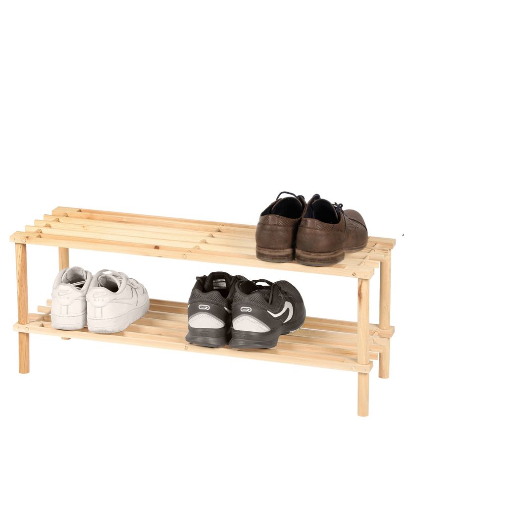 Bambus Schuhregal – 2 Ebenen – 73,5 x 26 x 30 cm – Kompakter Schuh-Organizer – Langlebiges und Stilvolles Design – Braun