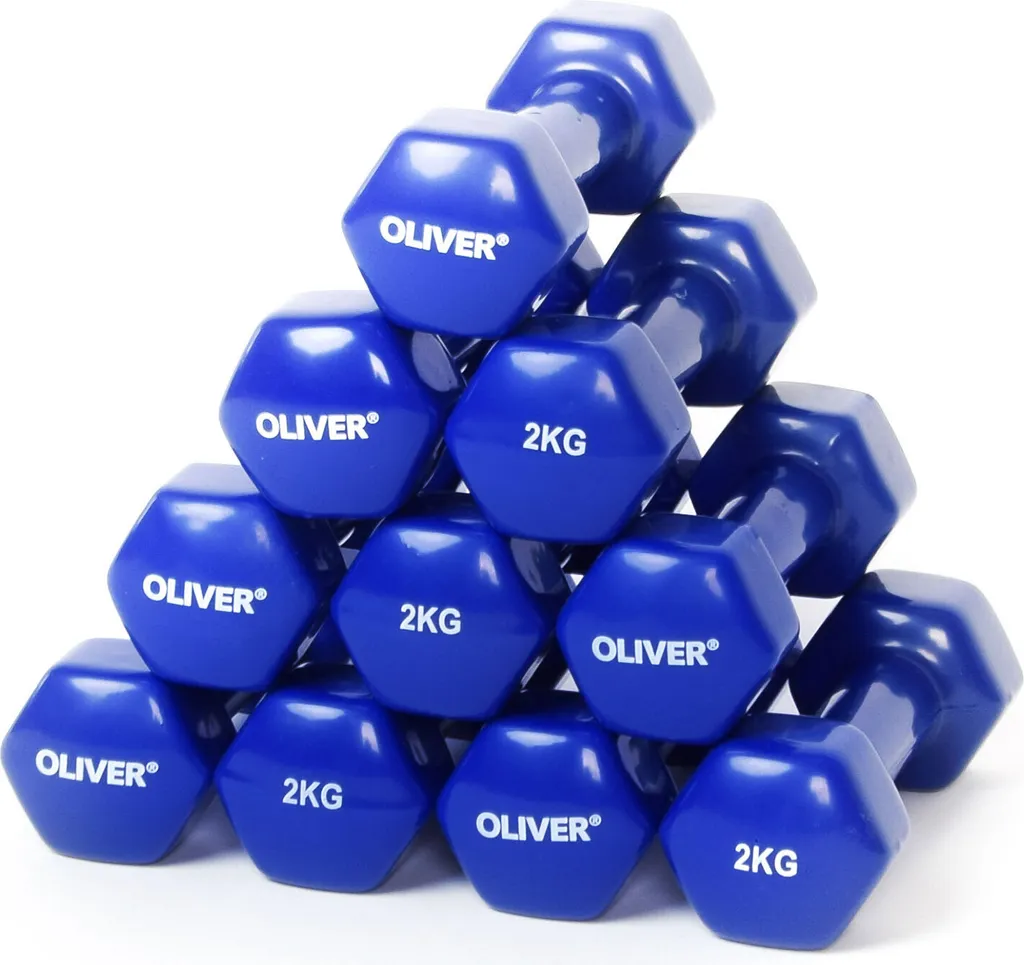 Oliver haltères en vinyle 10 x 2 kg bleu pour fitness et gym à domicile