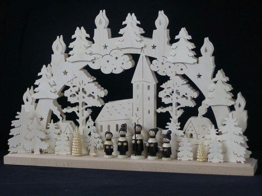 Schwibbogen mit Kurrende Kirche und Beleuchtung BxHxT 50x32x7cm NEU