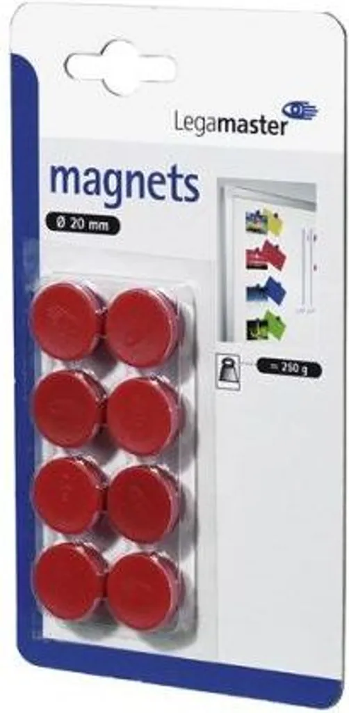 Aimant adhésif 20 mm rouge lot de 80 pièces pour fixation magnétique