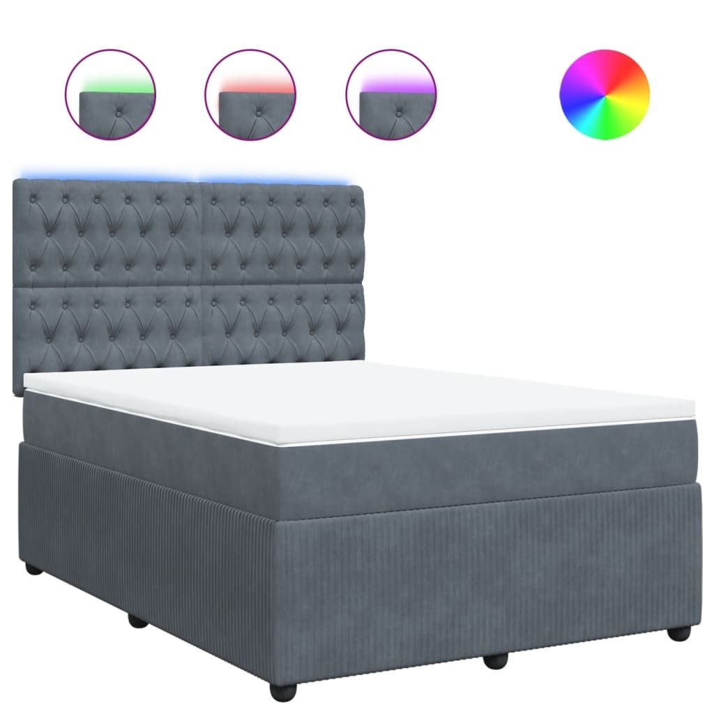 Boxspringbett mit Matratze Dunkelgrau 140x190 cm Samt