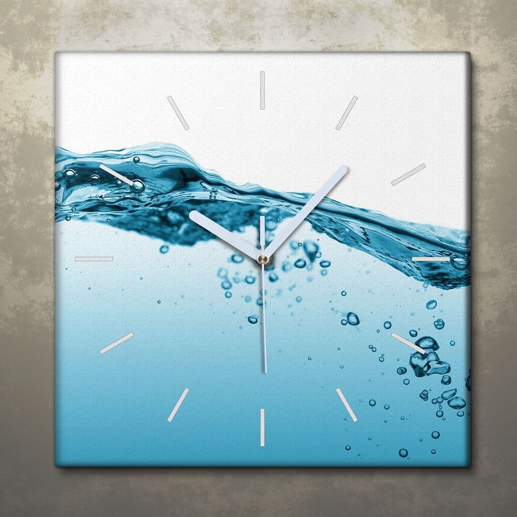 Wohnzimmer Leinwand Uhr Geräuschlos Küche 30x30 Spritzen, Wasser, Abstrakt, weiße Zeiger