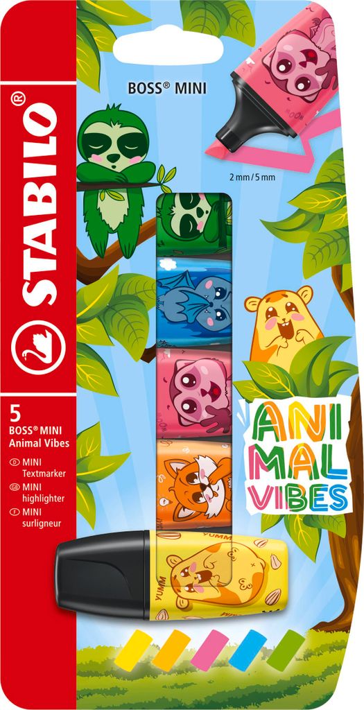 STABILO Textmarker BOSS MINI Animal Vibes 5er Kartonetui