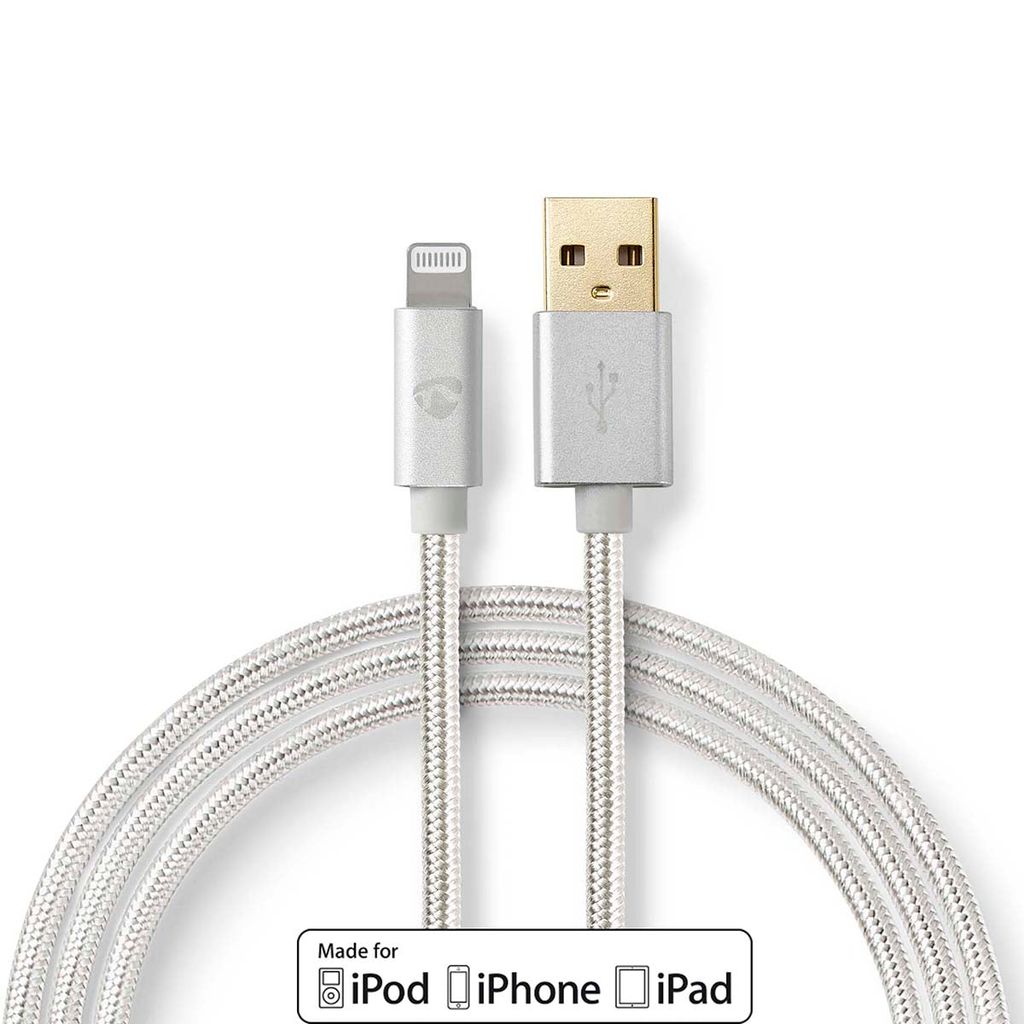 Nedis Lightning Kabel / USB 2.0 / Apple Lightning 8-Pin / USB-A Stecker / 480 Mbps / Vergoldet / 3.00 m / Rund / Geflochten / Nylon / Aluminium / V...