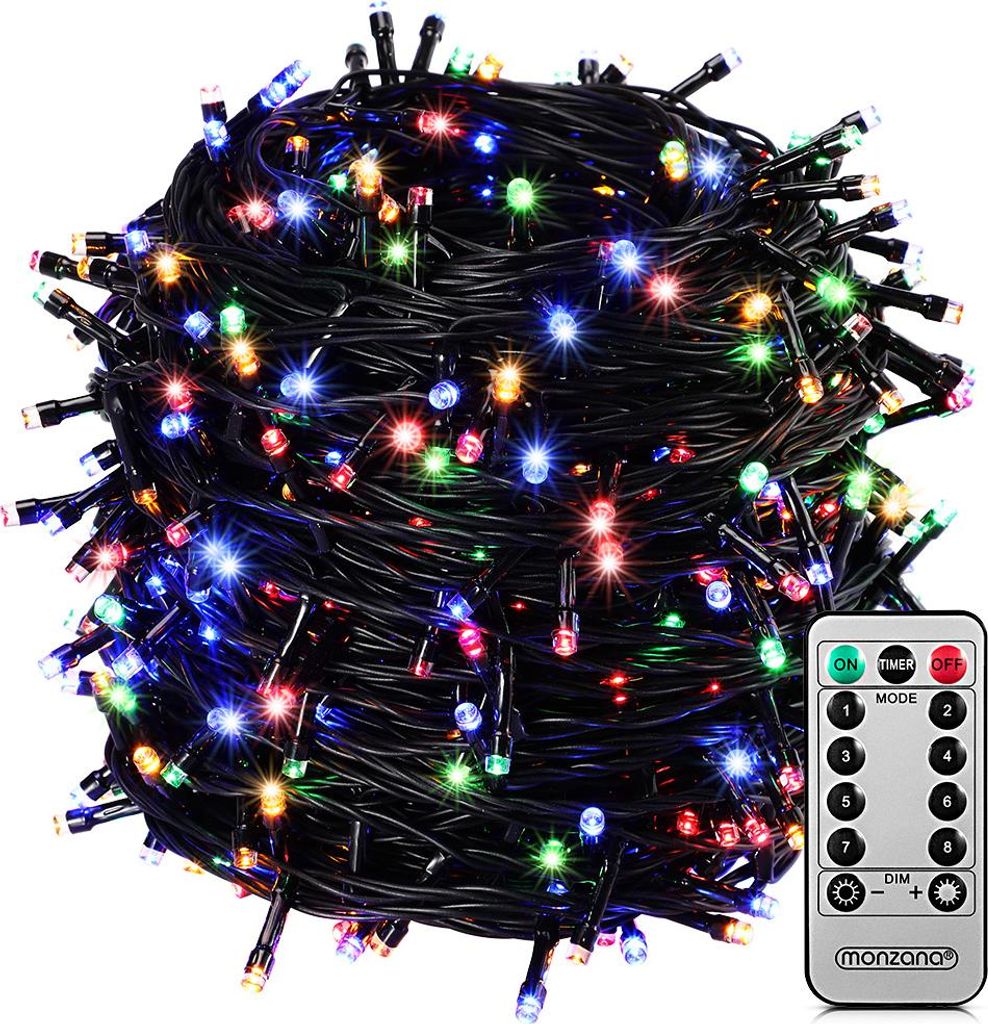 MONZANA 400 LED Lichterkette 40m mit Fernbedienung Timer Innen Außen 8 Modi Dimmbar IP44 Wetterfest Stecker Weihnachten Weihnachtsbeleuchtung Bunt