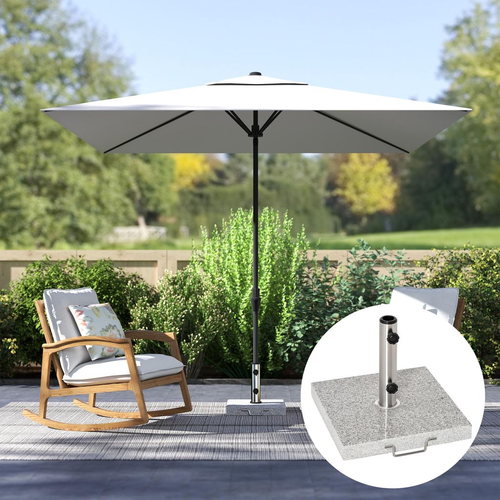 Sonnenschirmständer Marmor & Edelstahl, Schirmständer Produktbild 