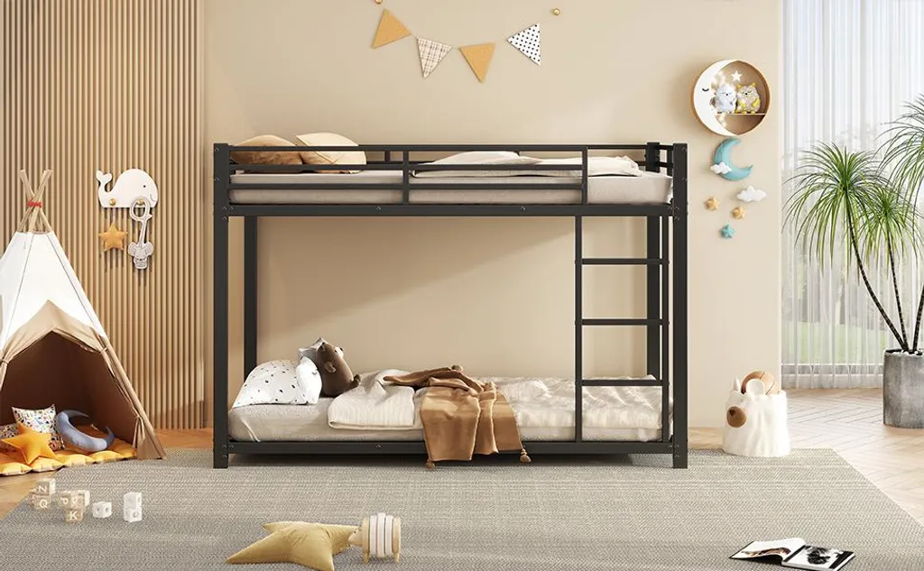 Lit Superposé en Fer Classique Noir 90x200 cm : Structure Stable et Durable - 18