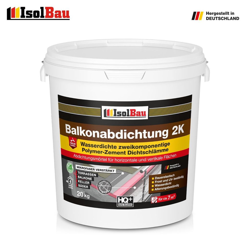 Isolbau Balkonabdichtung 2K 20 kg Dichtschlämme Abdichtung Balkon Terrasse