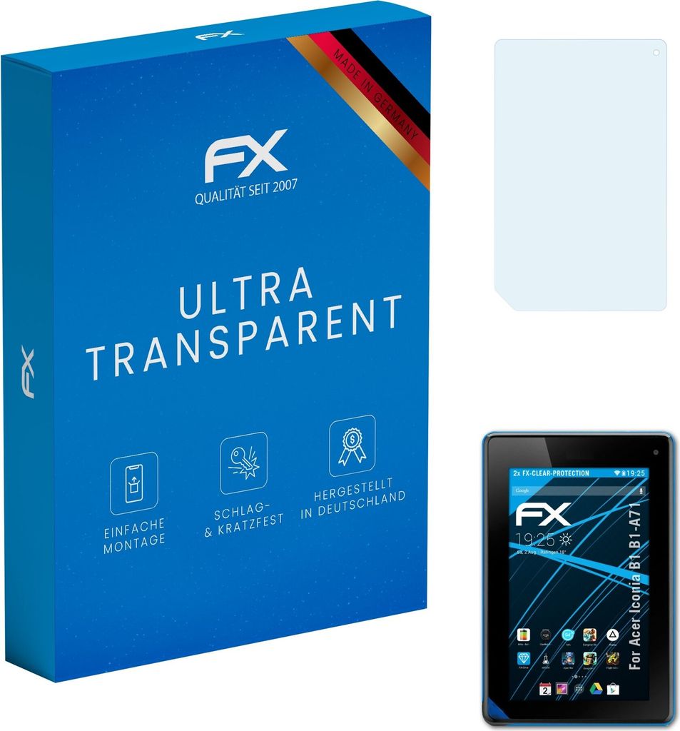 atFoliX FX-Clear 2x Schutzfolie kompatibel mit Acer Iconia B1 (B1-A71) Displayschutzfolie