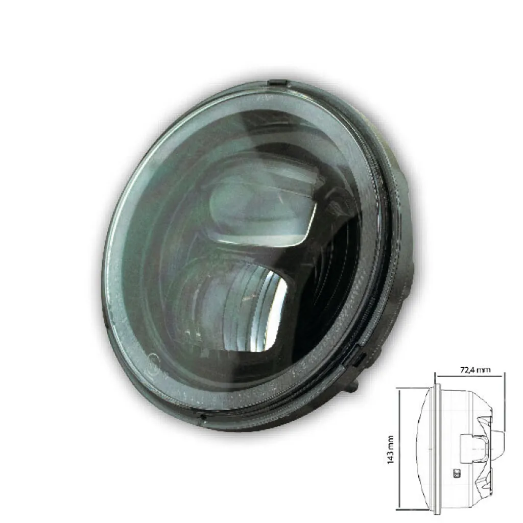 Optique de phare LED 5,75 pouces noir mat pour éclairage moto