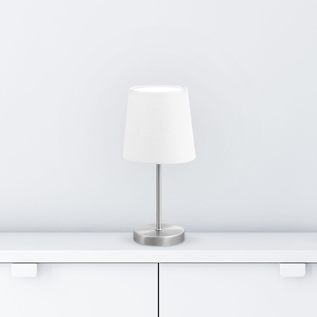 LED Tischleuchte Stoff Deko-Lampe Nachttisch-Leuchte Wohnzimmerlampen E14 weiß 