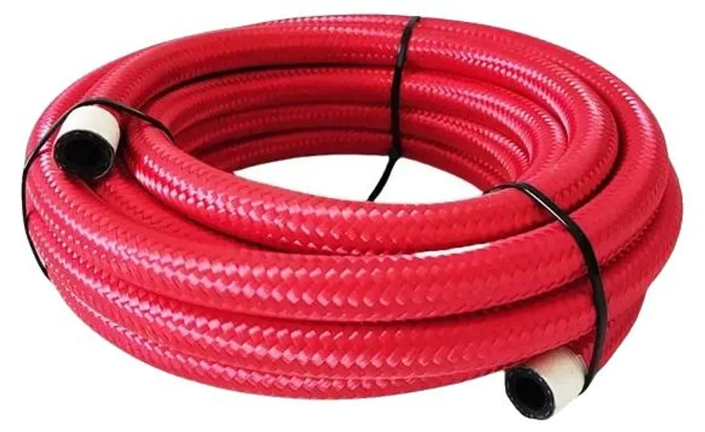 Tuyau carburant inox tressé rouge haute résistance pression 10 bars