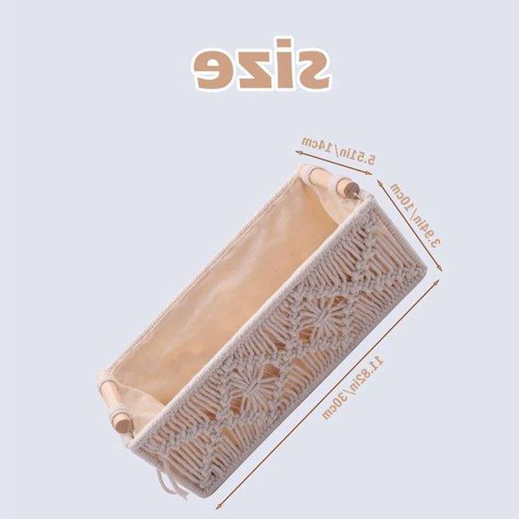 Korb für Handtücher - Dekoration für Bad - Organisator für Bad - Handgewebte Stofftasche - 30 x 14 x 10 cm - Beige