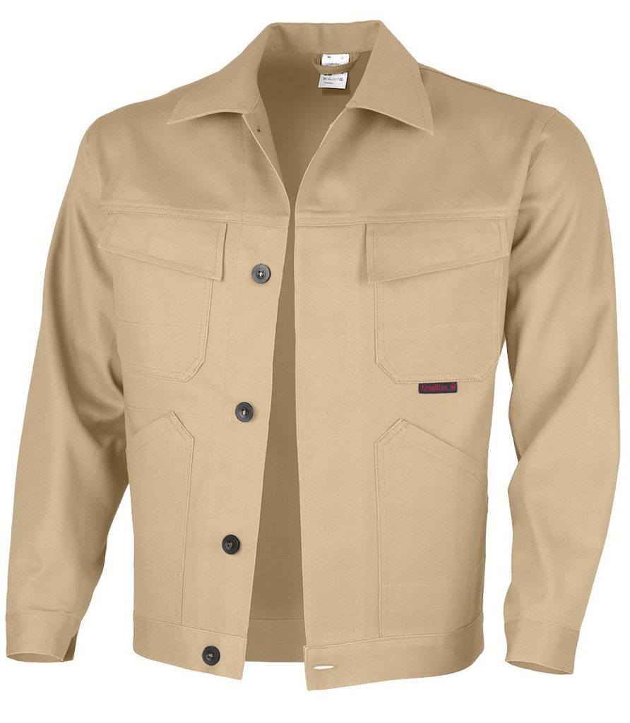 Qualitex Arbeitsjacke - favorite Werkstattjacke aus waschbarer Baumwolle (Bundjacke BW 320 g) - in Farbe: khaki - Herren: 27