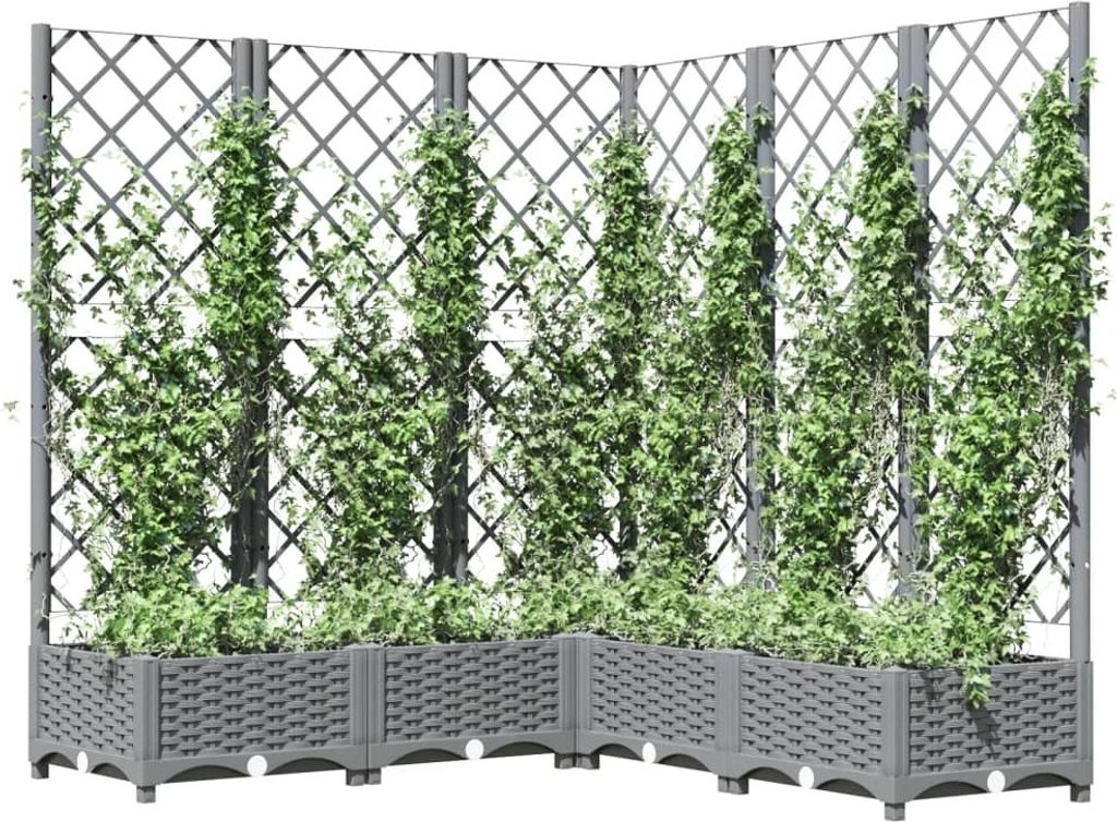 "im Sonderangebot"Pflanzkübel/Garten-Hochbeet - CLORIS - Pflanzkasten - mit Rankgitter Hellgrau 120x120x121,5 cm PP - DEMöbel3679097