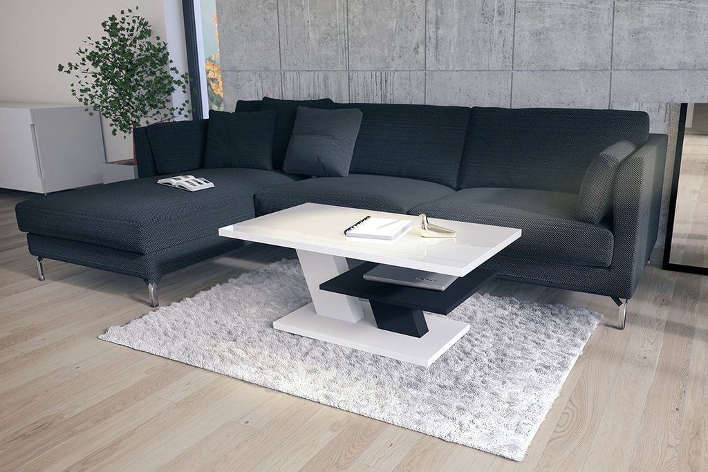 Cliff Couchtisch 110x60cm mit praktischer extra Ablage modern stabil vielseitig als Wohnzimmertisch Beistelltisch Sofatisch zeitloses Design platzs...