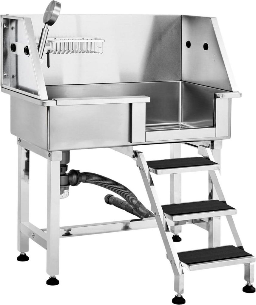 Professionelle Hundepflegewanne – Haustierbad aus Edelstahl – Max. 100 kg – Mit Sprühfunktion