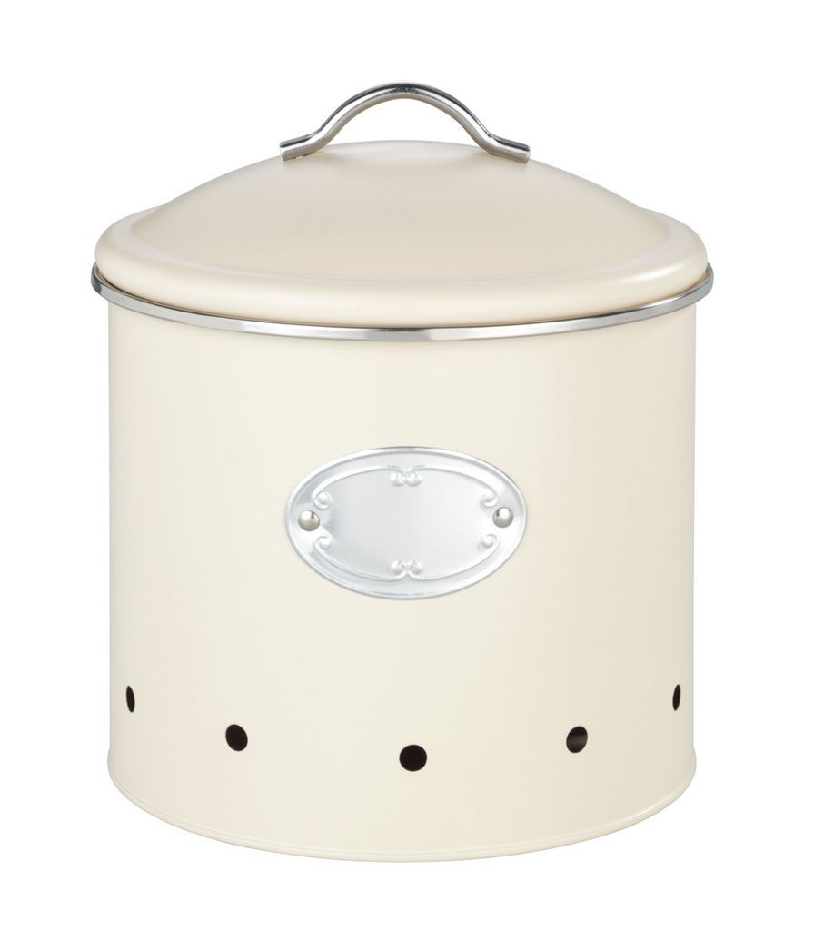 WENKO Metall Aufbewahrungsdose Nero Beige mit Löchern 18,7 x 21 cm