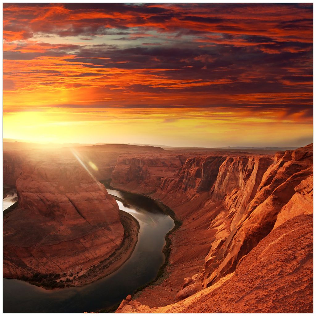 Wallario Sticker / Aufkleber für Kühlschrank / Geschirrspüler / Küchenschränke, selbstklebende Folie - 60 x 60 cm, Motiv: Grand Canyon bei Son...
