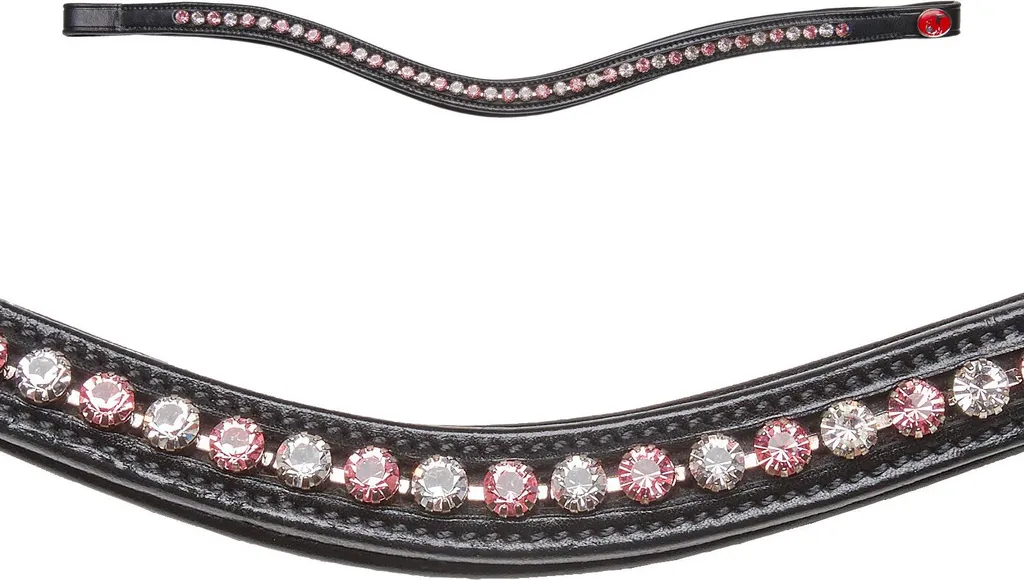 Frontal en cuir Kieffer Crystal Rose pour cheval Sang-chaud Full