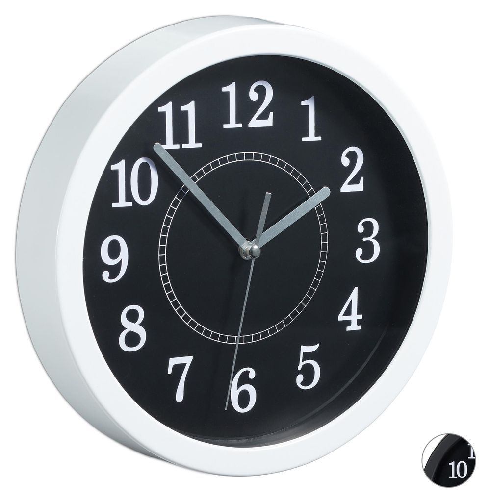 Horloge murale ronde Relaxdays, Ø 20 cm, petite horloge à Image du produit 