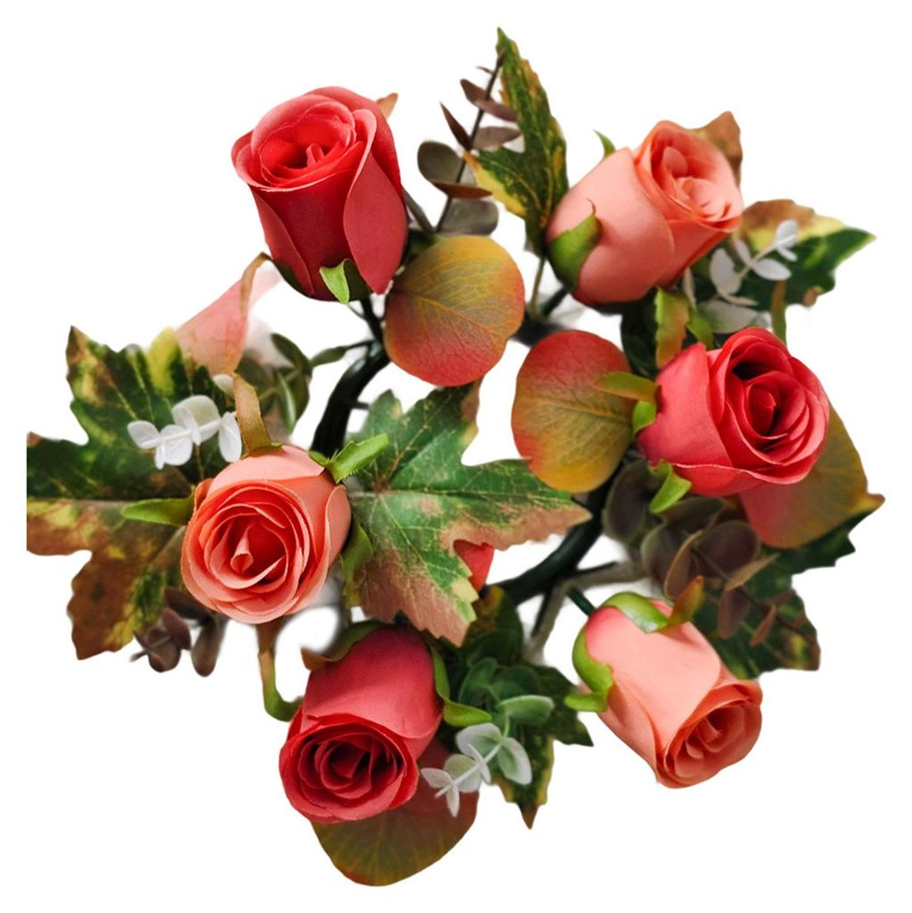 Künstlicher Rosenkranz mit Ahornblättern, Kerzenhalter, Tischdekoration für Kerzenlicht-Dinner, Hochzeitsfeiern