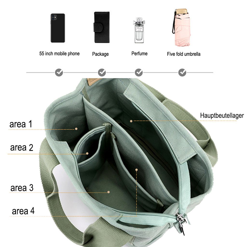 Mehrere Fächer Nicole & Doris Damen Umhängetasche Large Shopper Bag - Leichte Nylon Handtasche Für Büro & Alltag Große Umhängetasche Wasserdicht
