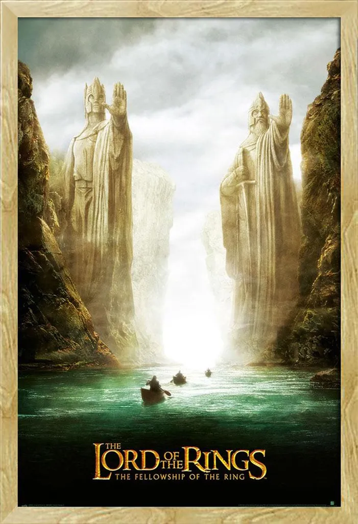 Quadro Argonath Signore degli Anelli Cornice Shinsuke Legno Faggio