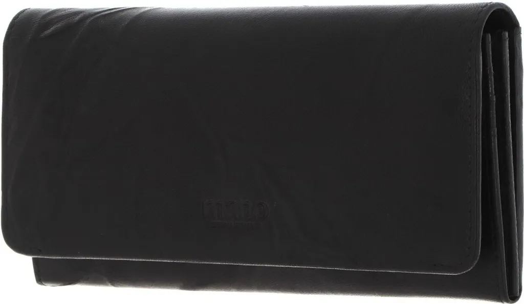 Mano Donna Aurona Long Wallet en cuir noir - Grand portefeuille élégant