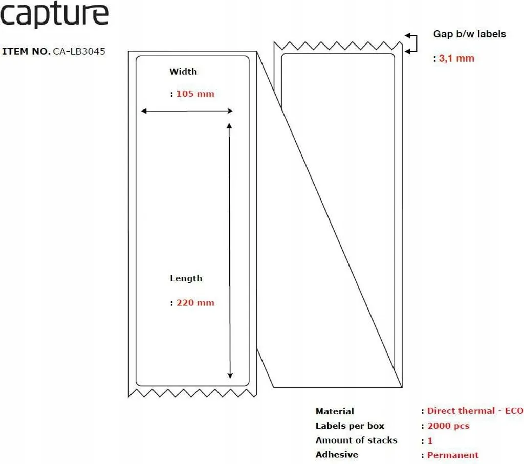 Etichette 105x220 Core Leporello | Carta Termica per Spedizioni 105 x 220