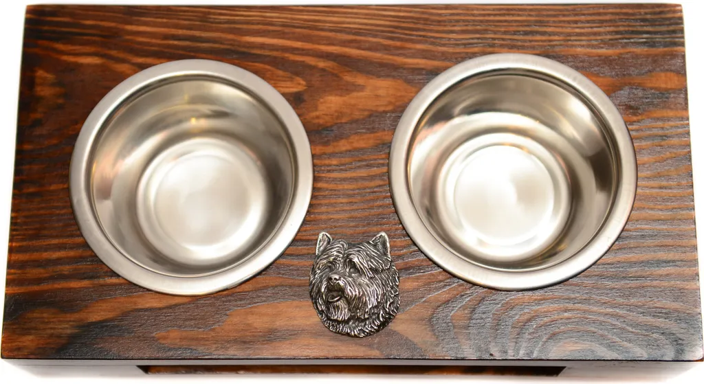 Ciotole Cane Cairn Terrier Art-Dog: Supporto Legno e Acciaio di Lusso