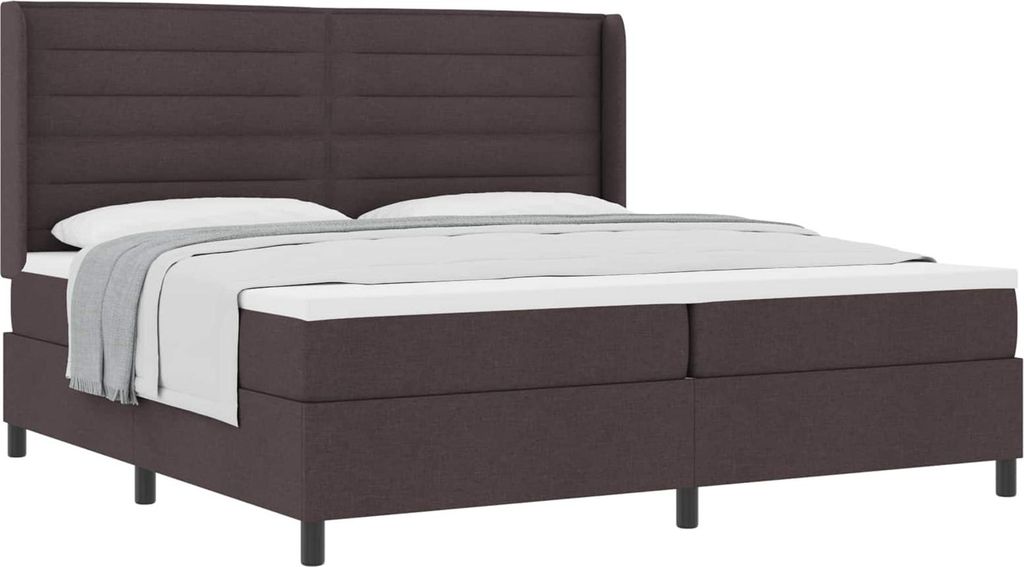 Boxspringbett mit Matratze Dunkelbraun 200 x 200 cm Stoff