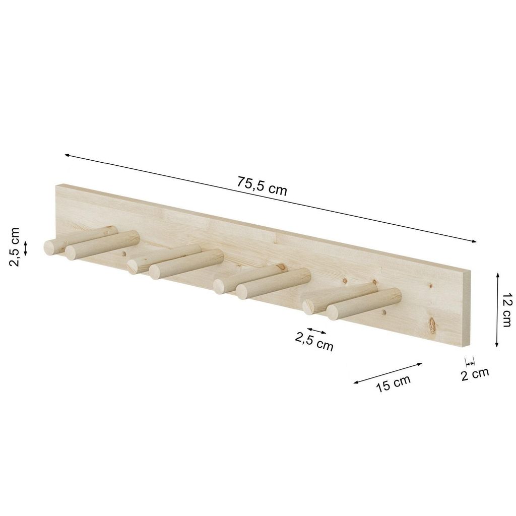 QLS porta sci da parete 75,5 cm per 4 paia di bastoncini da Immagine del prodotto 