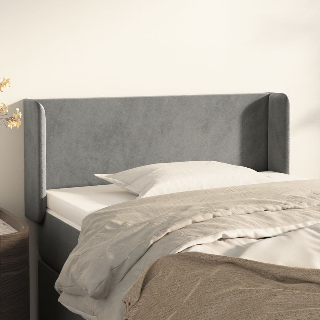 Maison Exclusive - Kopfteil mit Ohren Hellgrau 83x16x78/88 cm Samt